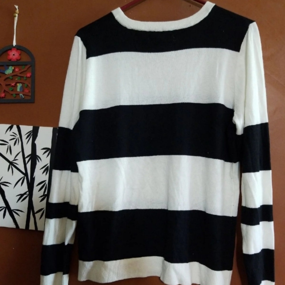 Black White Striped Lightweight Old Navy Sweater